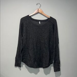 Dark grey waffle long sleeve top